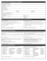 Form NWT8927 Application for New Tourism Operator Licence Under the Tourism Act - Northwest Territories, Canada (English/French), Page 2