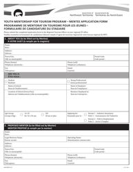 Document preview: Form NWT8987 Mentee Application Form - Youth Mentorship for Tourism Program - Northwest Territories, Canada (English/French)