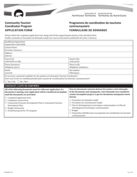 Document preview: Form NWT8956 Application Form - Community Tourism Coordinator Program - Northwest Territories, Canada (English/French)