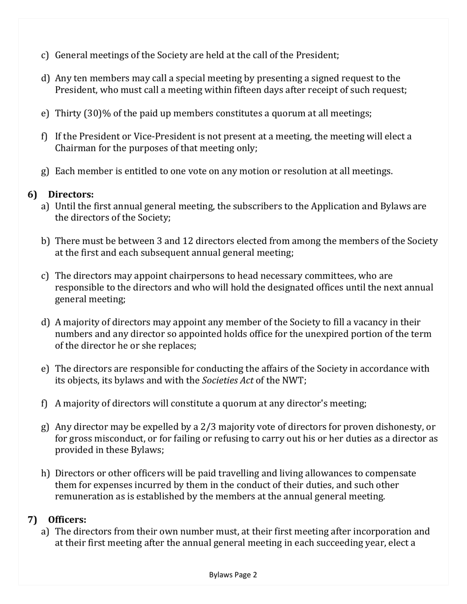 Application for Incorporation - Northwest Territories, Canada, Page 3