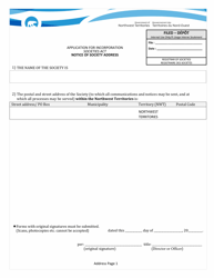Application for Incorporation - Northwest Territories, Canada, Page 7