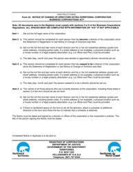 Document preview: Instructions for Form 23 Notice of Change of Directors Extra-territorial Corporation - Northwest Territories, Canada (English/French)