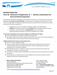 Instructions for Form 18 Statement of Registration of Extra-territorial Corporation - Northwest Territories, Canada