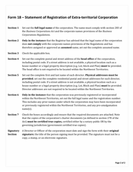 Instructions for Form 18 Statement of Registration of Extra-territorial Corporation - Northwest Territories, Canada, Page 2