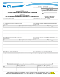 Form 23 &quot;Notice of Change of Directors Extra-territorial Corporation&quot; - Northwest Territories, Canada (English/French)