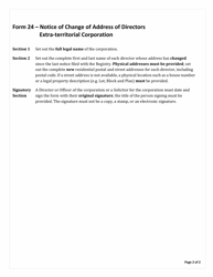 Instructions for Form 24 Notice of Change of Address of Directors - Extra-territorial Corporation - Northwest Territories, Canada, Page 2