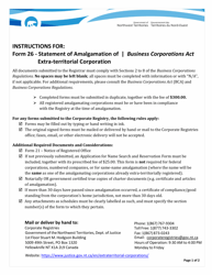 Document preview: Instructions for Form 26 Statement of Amalgamation of Extra-territorial Corporation - Northwest Territories, Canada