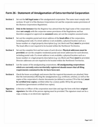 Instructions for Form 26 Statement of Amalgamation of Extra-territorial Corporation - Northwest Territories, Canada, Page 2