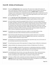 Instructions for Form 09 Articles of Continuance - Northwest Territories, Canada, Page 2