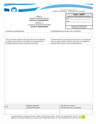 Form 11 &quot;Articles of Arrangement&quot; - Northwest Territories, Canada (English/French)