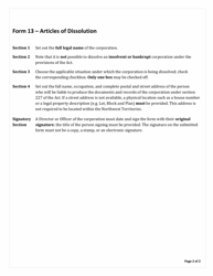 Instructions for Form 13 Articles of Dissolution - Northwest Territories, Canada, Page 2