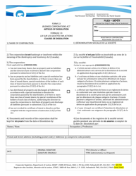 Form 13 &quot;Articles of Dissolution&quot; - Northwest Territories, Canada (English/French)