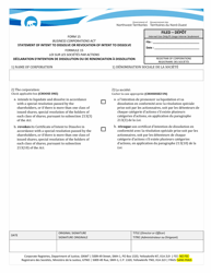 Document preview: Form 15 Statement of Intent to Dissolve or Revocation of Intent to Dissolve - Northwest Territories, Canada (English/French)