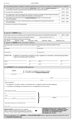 Form 1 Application for Licence - Consumer Protection Act - Northwest Territories, Canada, Page 2