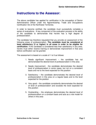 Application for Certification Occupation of Senior Administrative Officer - Assessment of Professionalism - Northwest Territories, Canada, Page 2