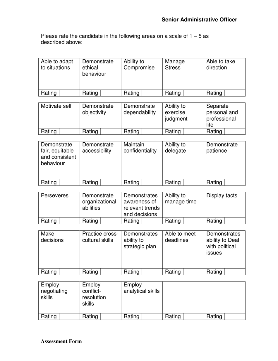Application for Certification Occupation of Senior Administrative Officer - Assessment of Professionalism - Northwest Territories, Canada, Page 5