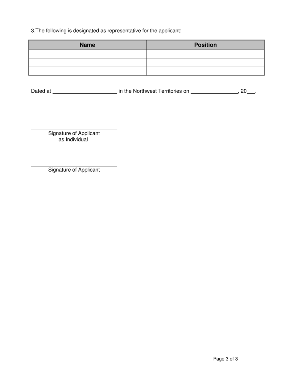 Application for License as an Agent - Real Estate Agents Licencing Act - Northwest Territories, Canada, Page 3