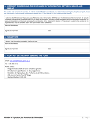 Consent Form Concerning the Phosphorus Report - Quebec, Canada, Page 2