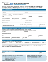 Form 20-715-04WA &quot;Rectify Information Request - Quebec Health Record (Qhr)&quot; - Quebec, Canada