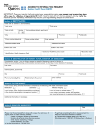 Form 20-715-03WA &quot;Access to Information Request - Quebec Health Record (Qhr)&quot; - Quebec, Canada