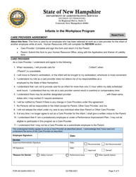 Document preview: Care Provider Agreement - Infants in the Workplace Program - New Hampshire