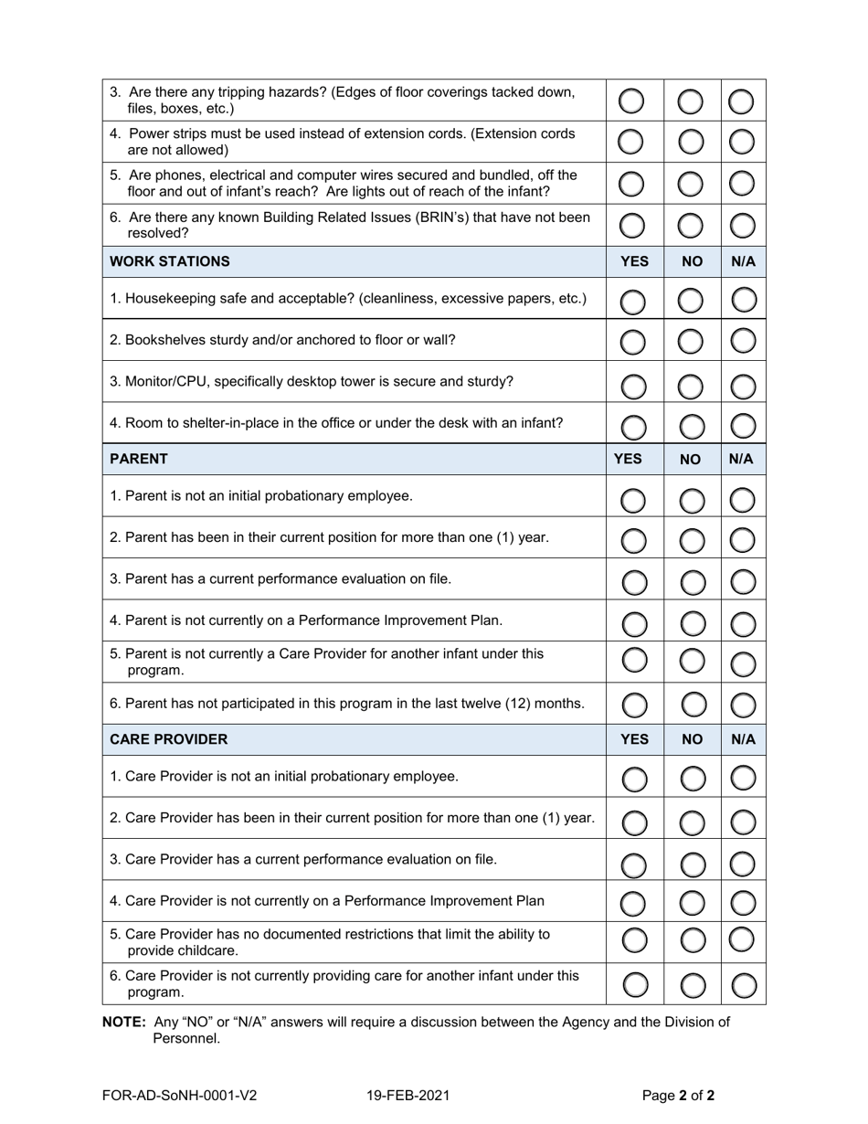 Review Checklist - Infants in the Workplace Program - New Hampshire, Page 2