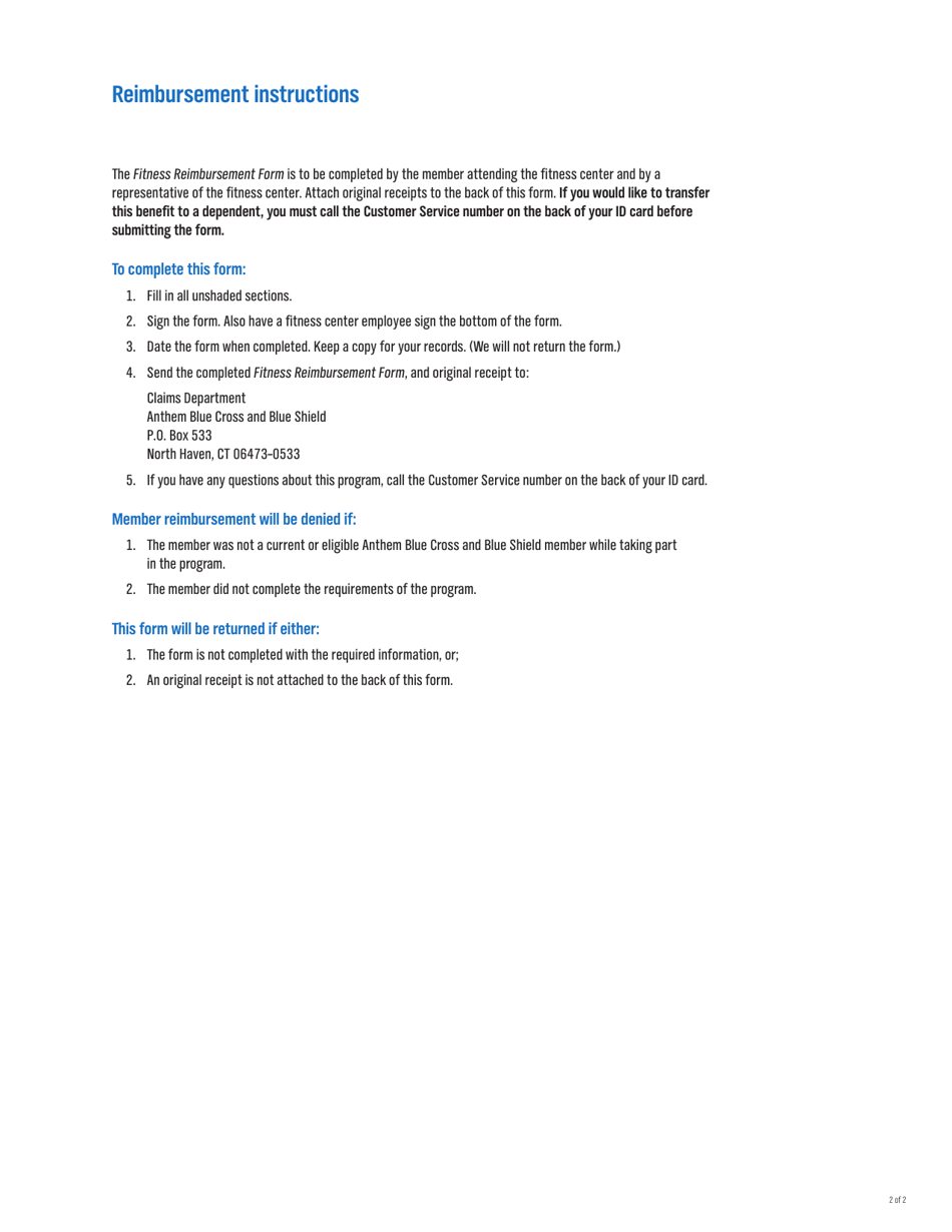 New Hampshire Fitness Reimbursement Form, Page 2