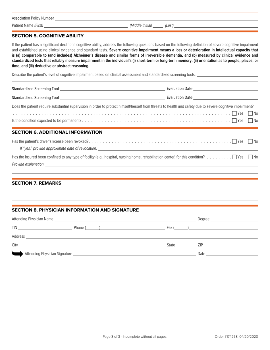 Voya Life Insurance Attending Physicians Statement for Chronic Illness - New Hampshire, Page 3