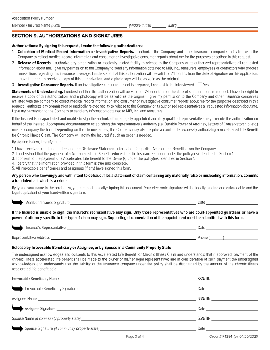 Voya Life Insurance Accelerated Life Benefit for Chronic Illness Claim for Association Plans - Member - New Hampshire, Page 3