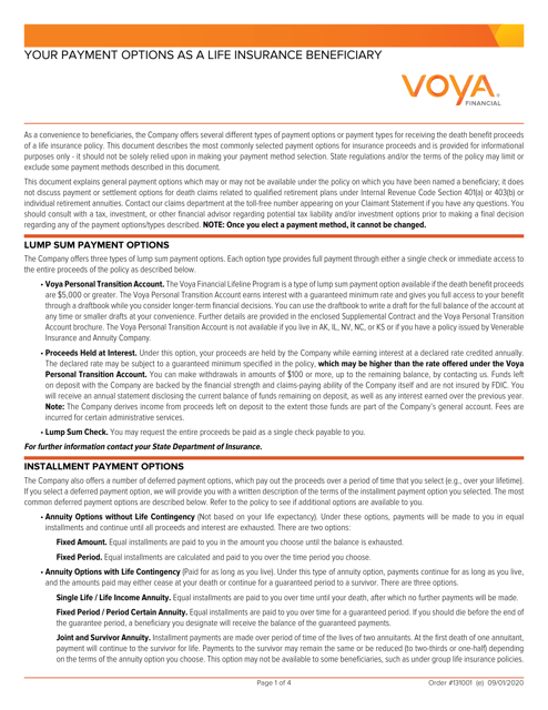 Proof of Death - Claimant's Statement - Voya Life Insurance - New Hampshire