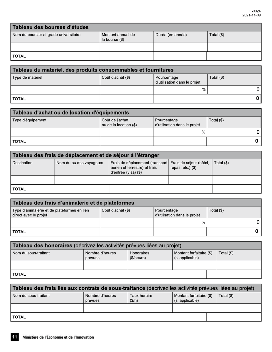 Form F-0024 Demande Daide Financiere - Pso-International - Quebec, Canada, Page 11