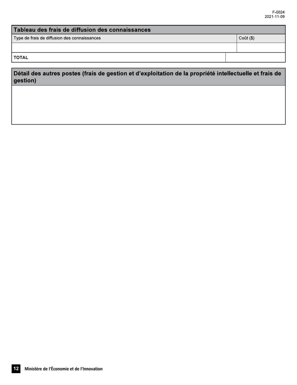 Form F-0024 Demande Daide Financiere - Pso-International - Quebec, Canada, Page 12