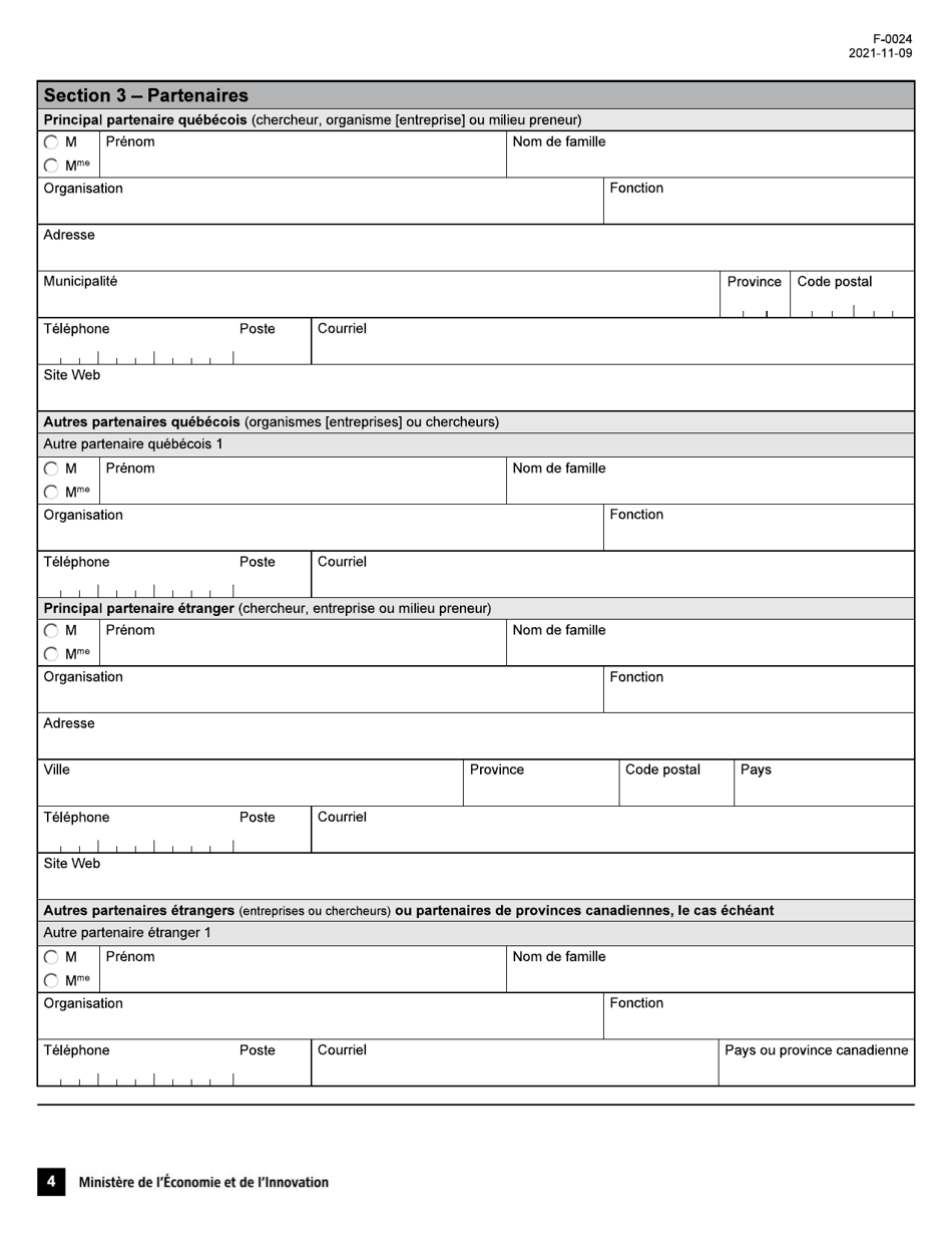 Form F-0024 Demande Daide Financiere - Pso-International - Quebec, Canada, Page 4