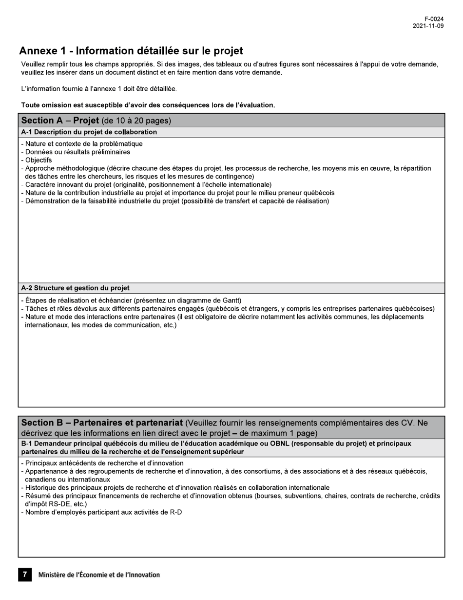 Form F-0024 Demande Daide Financiere - Pso-International - Quebec, Canada, Page 7