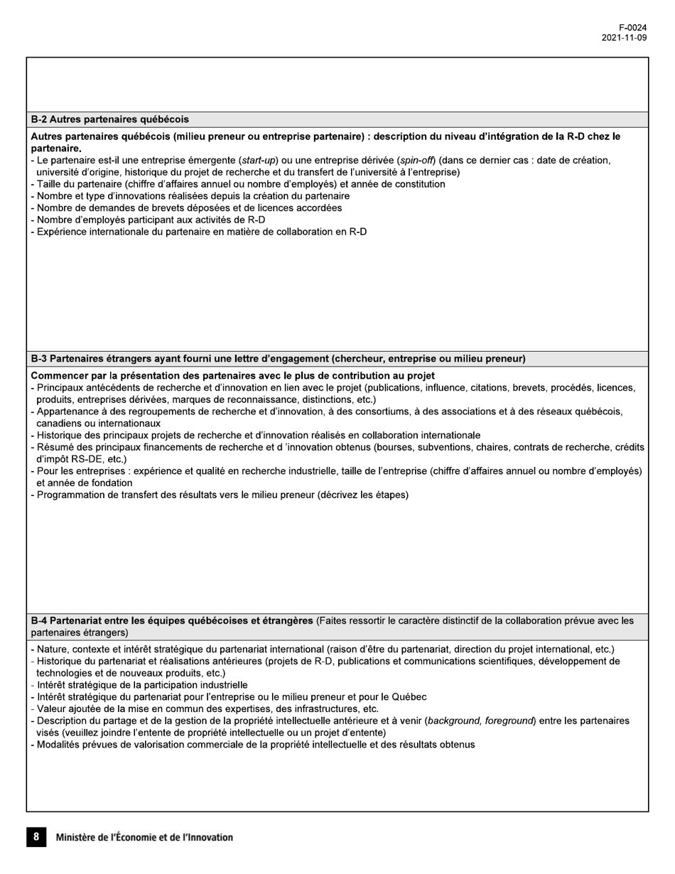 Form F-0024 Demande Daide Financiere - Pso-International - Quebec, Canada, Page 8