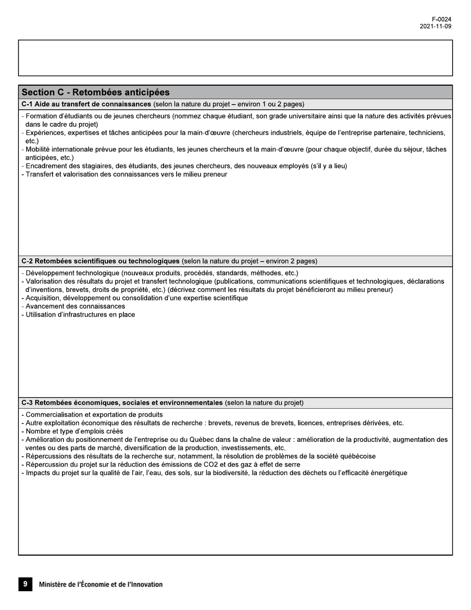Form F-0024 Demande Daide Financiere - Pso-International - Quebec, Canada, Page 9