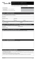 Form FO-1550A &quot;Application for Review of Eligibility Decision&quot; - Quebec, Canada