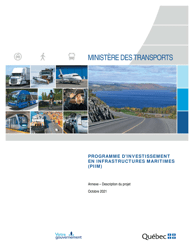 Document preview: Annexe - Description Du Projet - Programme D'investissement En Infrastructures Maritimes (Piim) - Quebec, Canada (French)