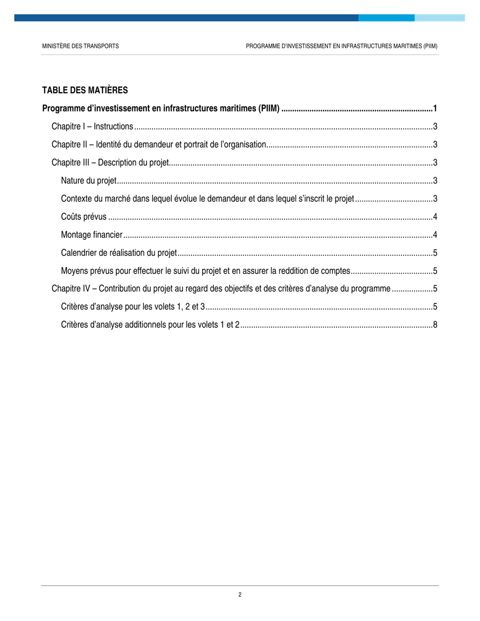 Annexe - Description Du Projet - Programme Dinvestissement En Infrastructures Maritimes (Piim) - Quebec, Canada (French), Page 3