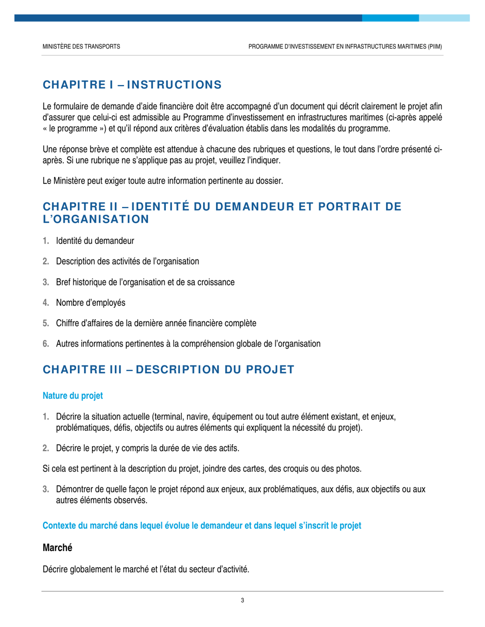 Annexe - Description Du Projet - Programme Dinvestissement En Infrastructures Maritimes (Piim) - Quebec, Canada (French), Page 4