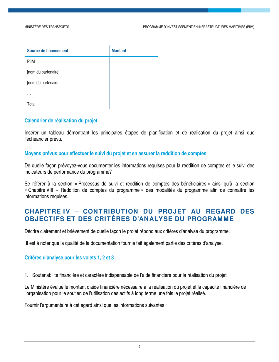 Annexe - Description Du Projet - Programme Dinvestissement En Infrastructures Maritimes (Piim) - Quebec, Canada (French), Page 6