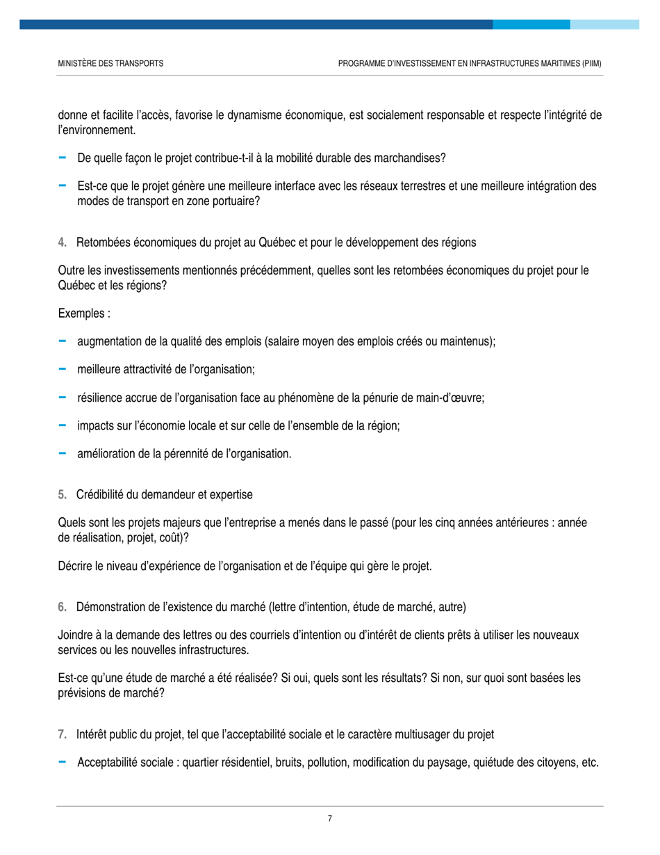 Annexe - Description Du Projet - Programme Dinvestissement En Infrastructures Maritimes (Piim) - Quebec, Canada (French), Page 8