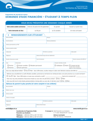 Forme NWT8711 Demande D&#039;aide Financiere - Etudiant a Temps Plein - Northwest Territories, Canada (French)