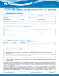 Document preview: Forme NWT9006 Formulaire D'autorisation De Paiement Par Carte De Credit - Northwest Territories, Canada (French)