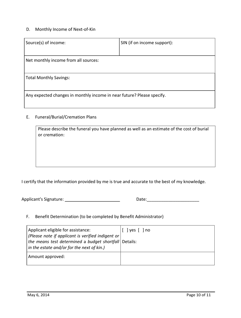 Ministerial Directive - Funeral, Burial and Cremation Program Guidelines - Northwest Territories, Canada, Page 10