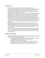 Ministerial Directive - Funeral, Burial and Cremation Program Guidelines - Northwest Territories, Canada, Page 4