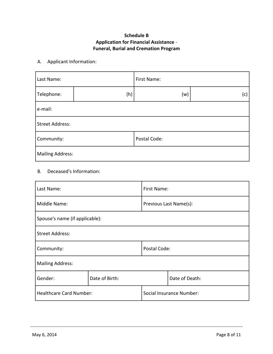Ministerial Directive - Funeral, Burial and Cremation Program Guidelines - Northwest Territories, Canada, Page 8