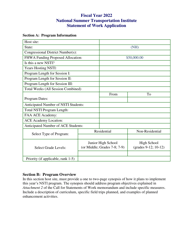 National Summer Transportation Institute Statement of Work Application, Page 2