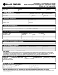 Form ABC82924 &quot;Medical Supplies/Equipment and Associated Travel Prior Approval Form&quot; - Northwest Territories, Canada