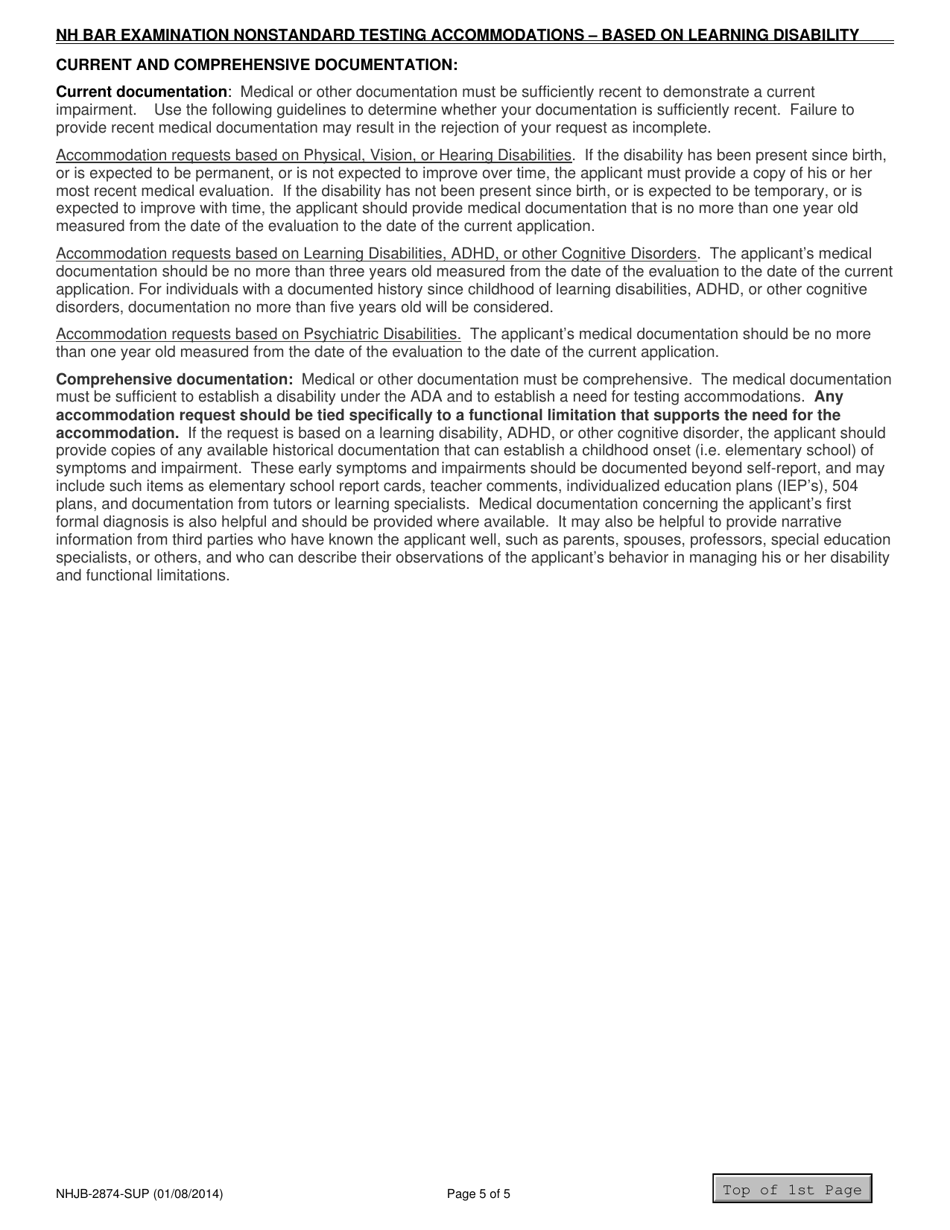 Form B-LD (NHJB-2874-SUP) New Hampshire Bar Examination Nonstandard Testing Accommodations - New Hampshire, Page 5